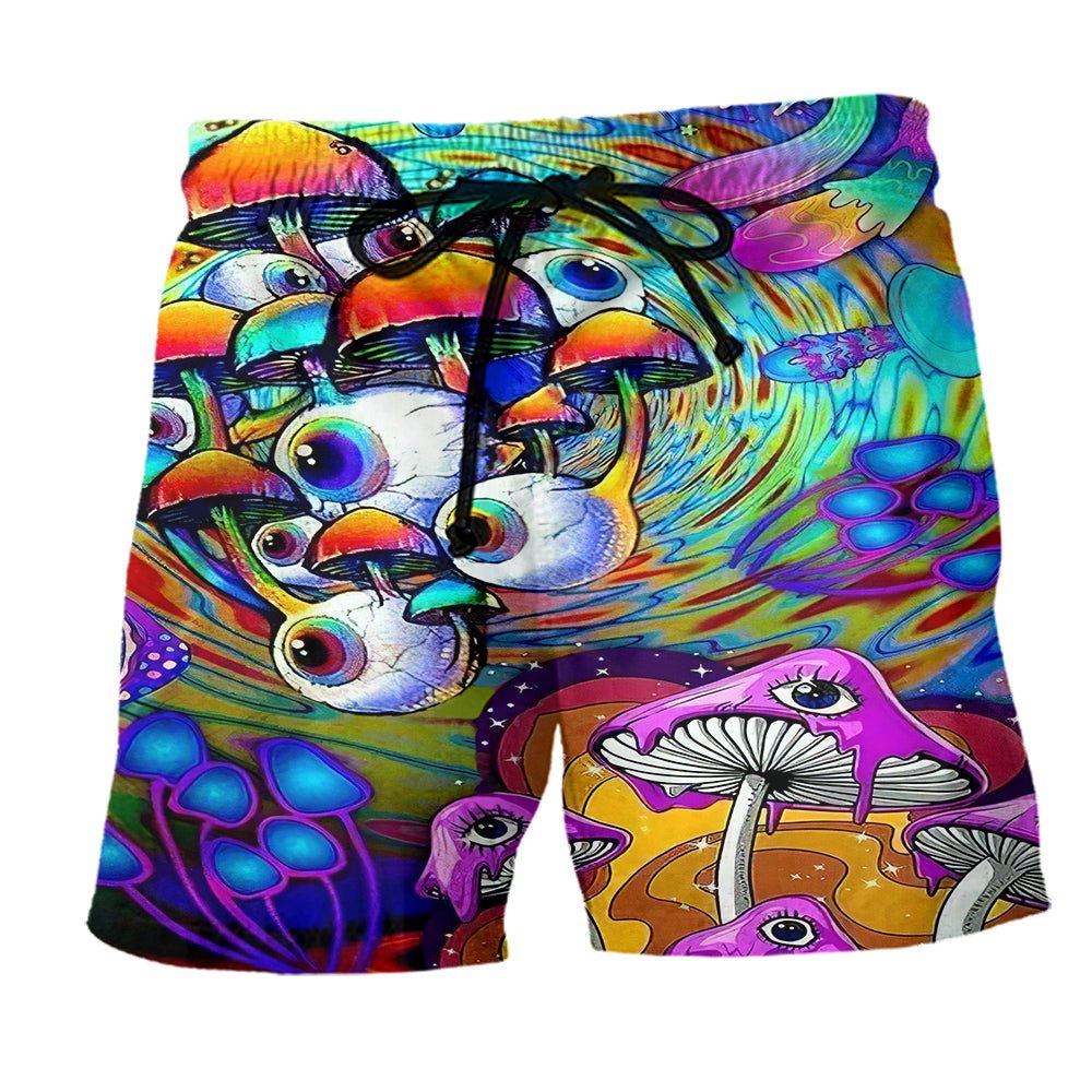 Hippie Mushroom Eyes Style Trendy Aloha Hawaiian Beach Shorts Hippie Mushroom Eyes Style Trendy Aloha Hawaiian Beach Shorts