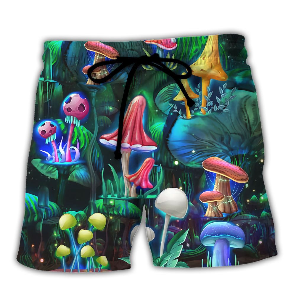 Hippie Mushroom Galaxy Neon Art Trendy Aloha Hawaiian Beach Shorts Hippie Mushroom Galaxy Neon Art Trendy Aloha Hawaiian Beach Shorts