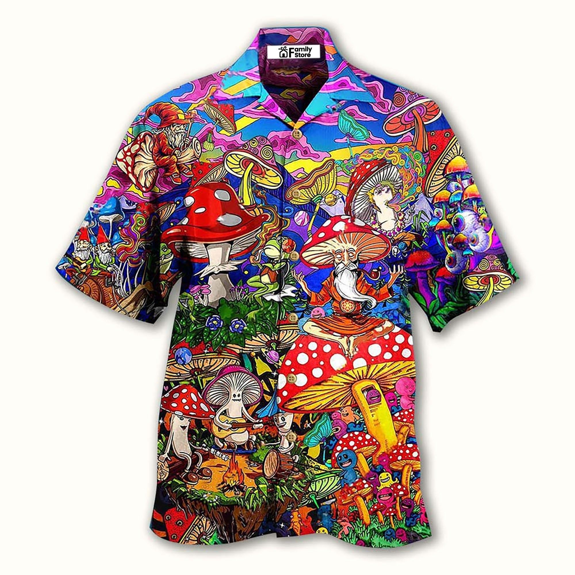 Hippie Mushroom Happy Together Hawaiian Shirt