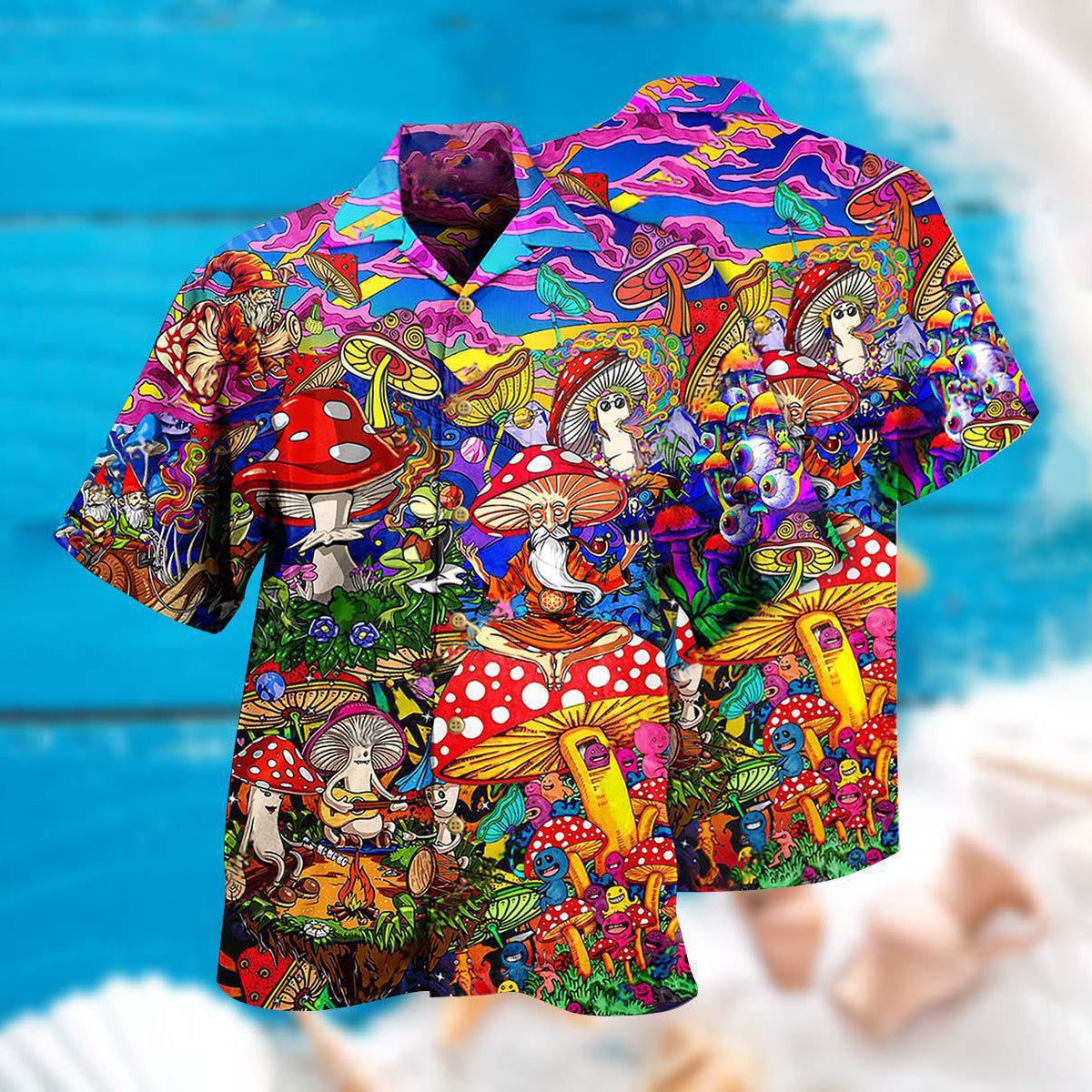 Hippie Mushroom Happy Together Hawaiian Shirt