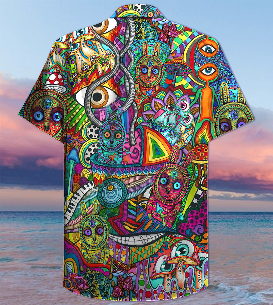 Hippie Mushroom Mix Peace Life Color Hawaiian Shirt