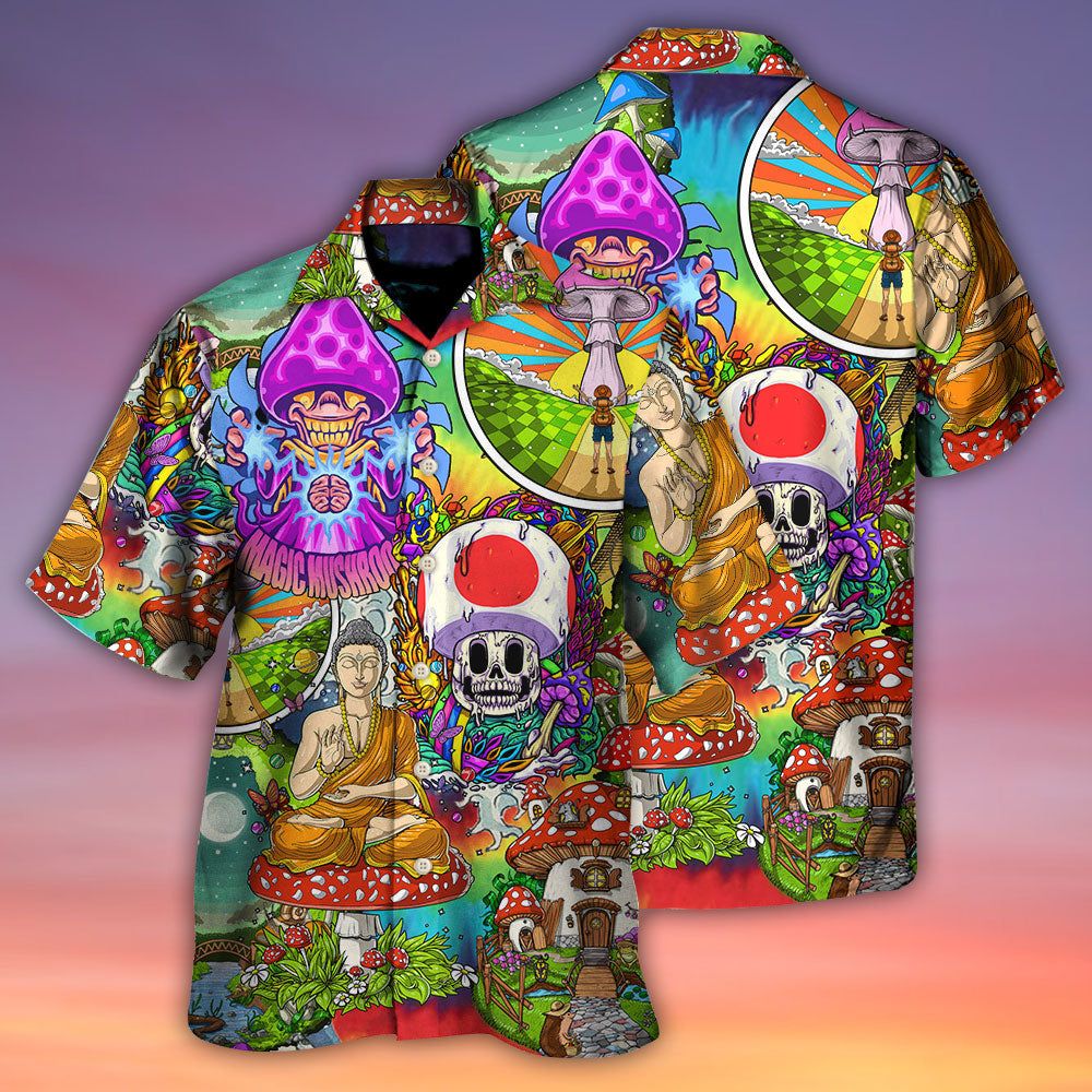 Hippie Mushroom Peace Colorful Let It Be Hawaiian Shirt