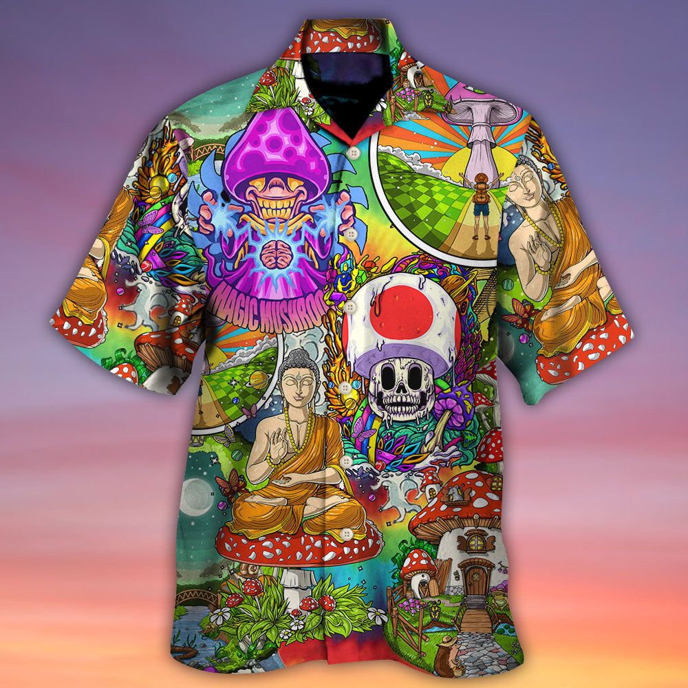 Hippie Mushroom Peace Colorful Let It Be Hawaiian Shirt