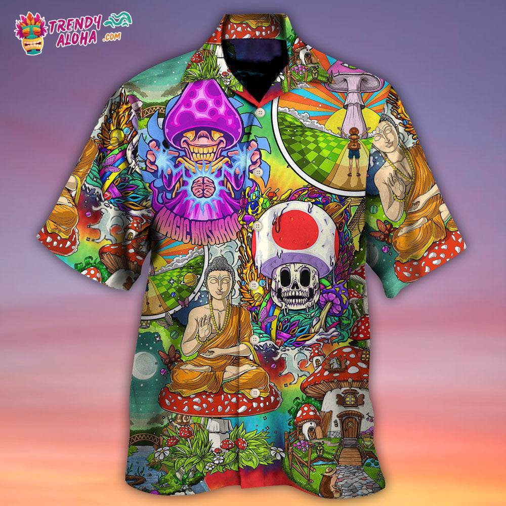 Hippie Mushroom Peace Colorful Let It Be Hawaiian Shirt – Trendy Aloha
