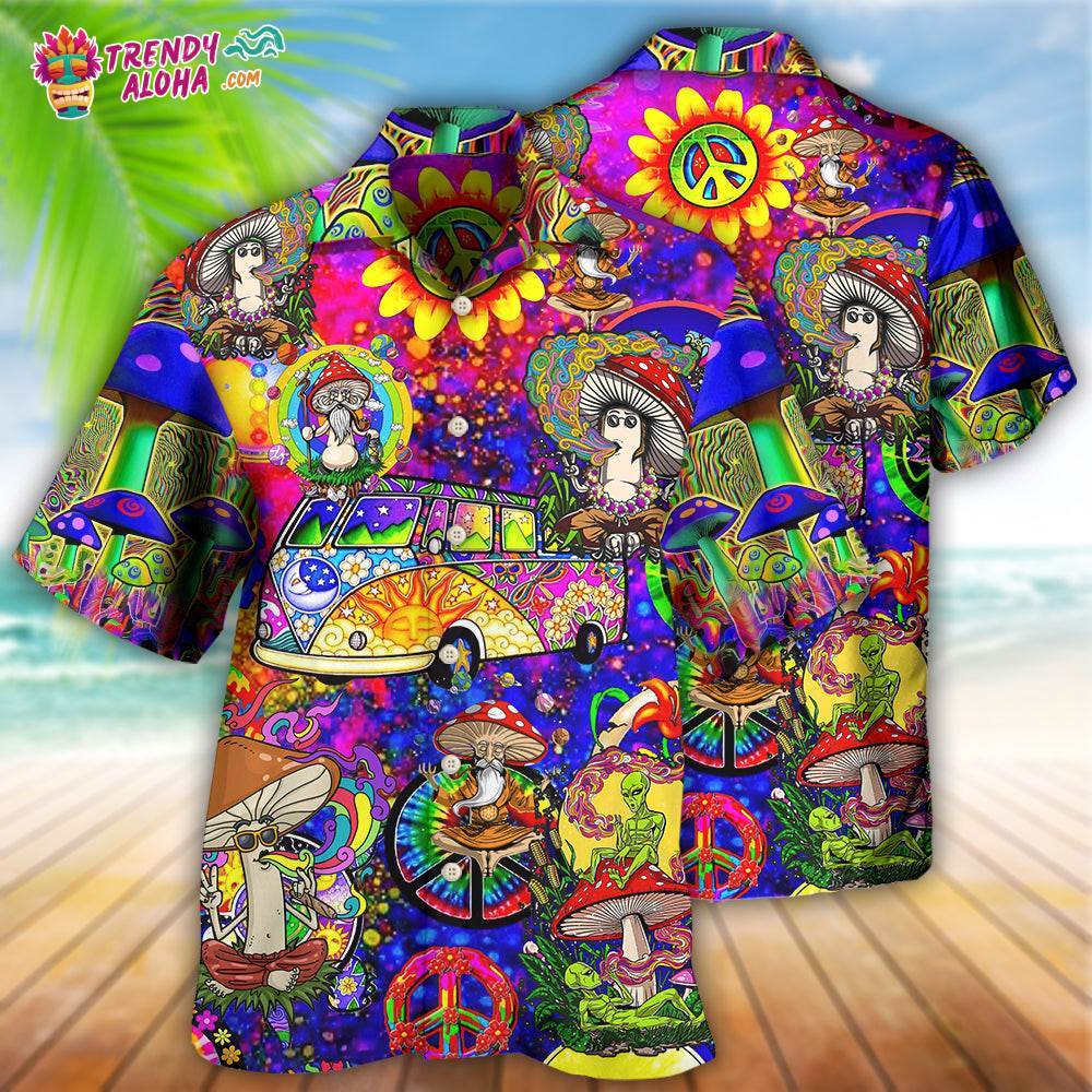 Hippie Mushroom Peace Funny Hawaiian Shirt – Trendy Aloha