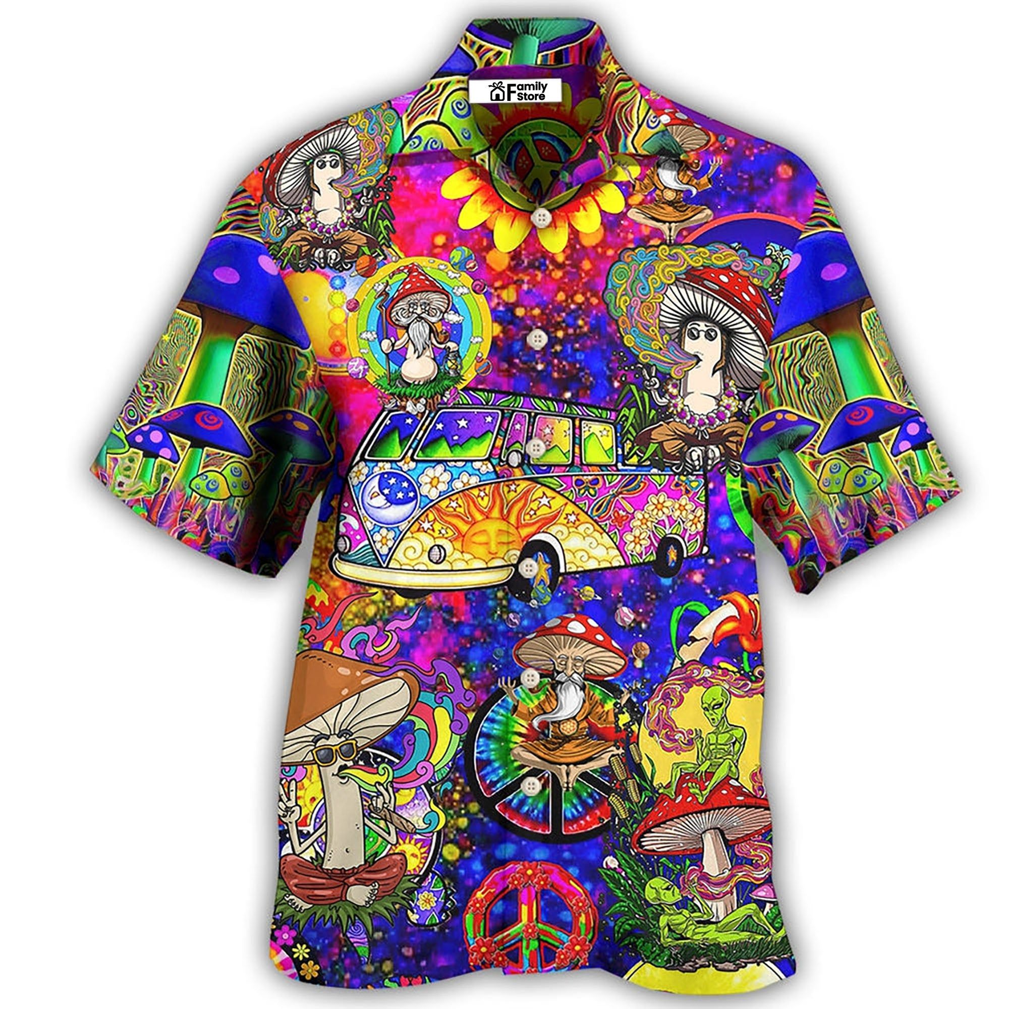 Hippie Mushroom Peace Funny Hawaiian Shirt