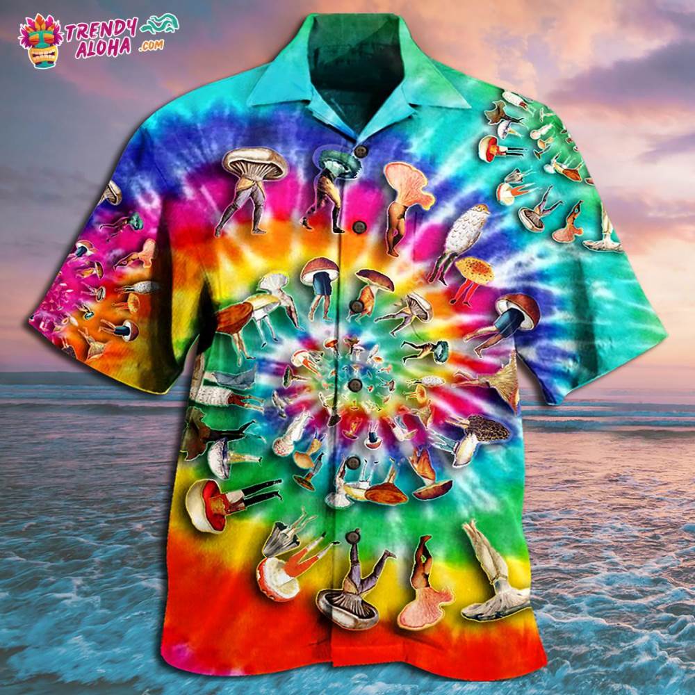 Hippie Mushroom Peace Life A Little Hippie Hawaiian Shirt – Trendy Aloha