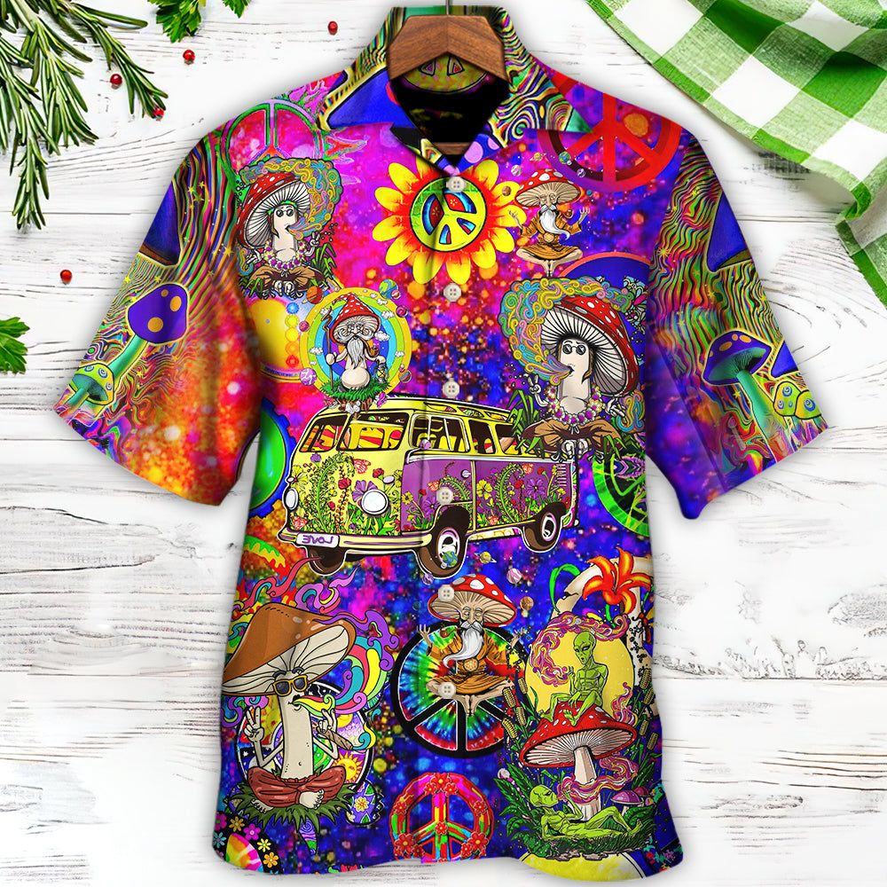 Hippie Mushroom Peace Life Be Hippie Amazing Style Hawaiian Shirt