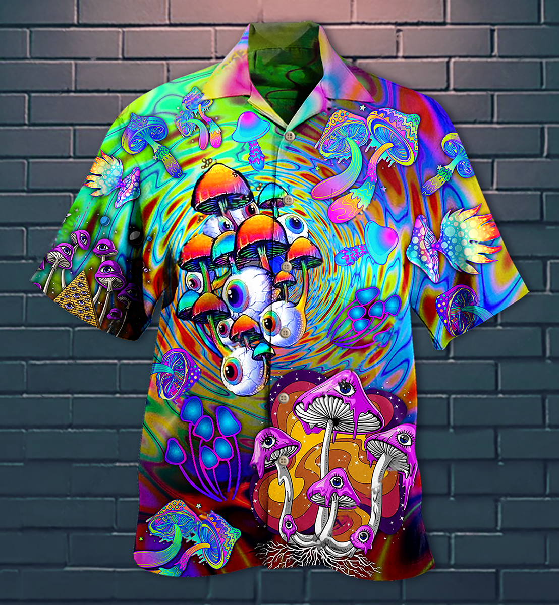 Hippie Mushroom Stay Trippy Little Hippie Colorful Hawaiian Shirt