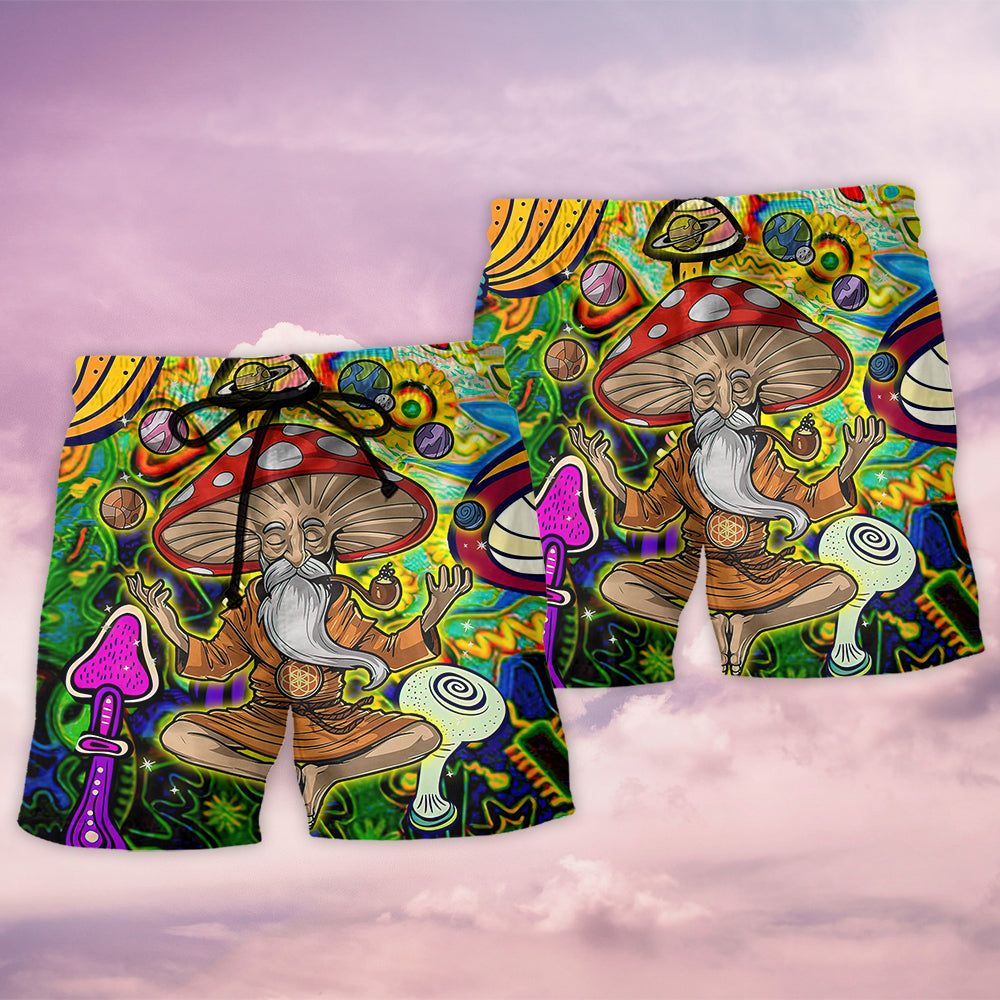 Hippie Mushroom Witch Colorful Trendy Aloha Hawaiian Beach Shorts