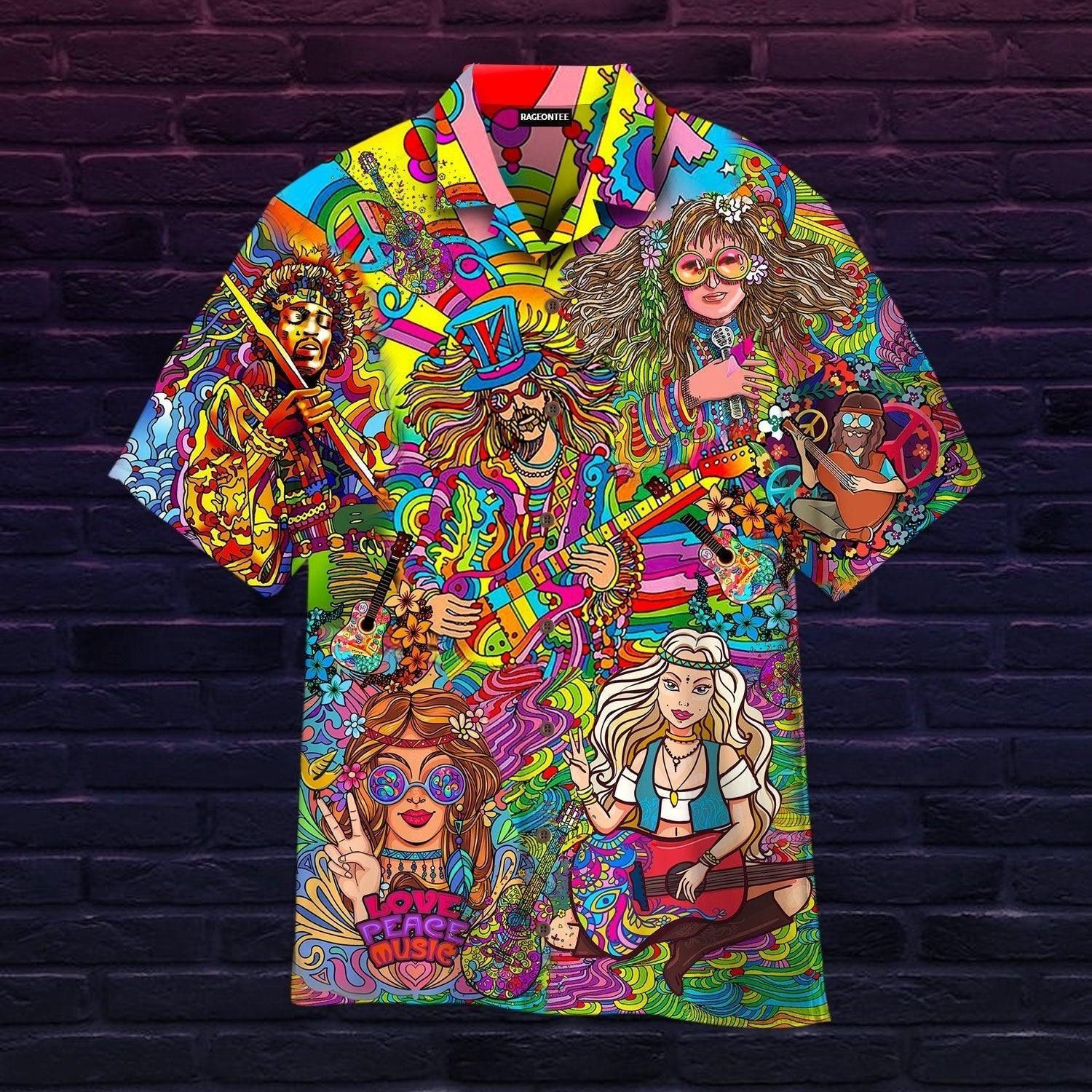 Hippie Music Affection in Hawaiian Island Shirt