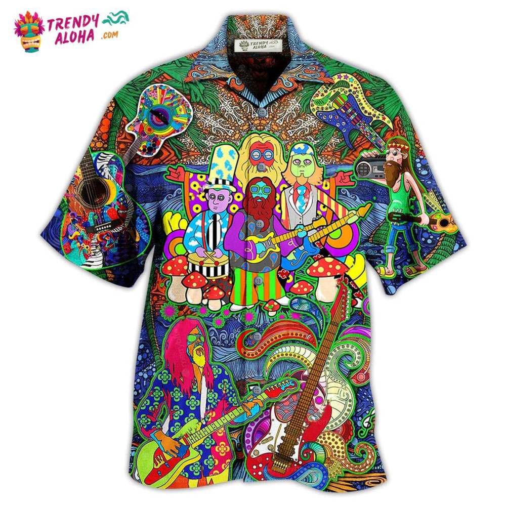Hippie Music Electric Guitar Colorful Style Hawaiian Shirt – Trendy Aloha