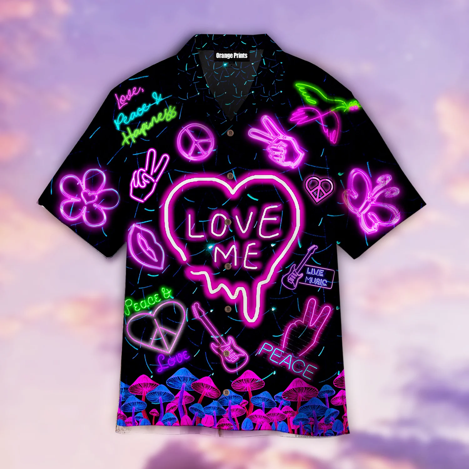 Hippie Neon Trendy Hawaiian Shirt For Hippie Neon Trendy Hawaiian Shirt For