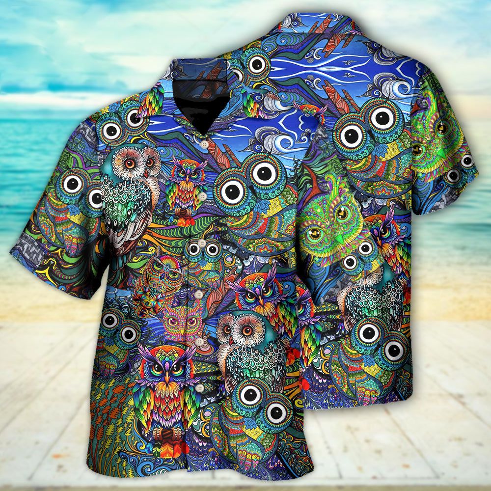 Hippie Owls Peace Life Mix Color Nice Style Hawaiian Shirt