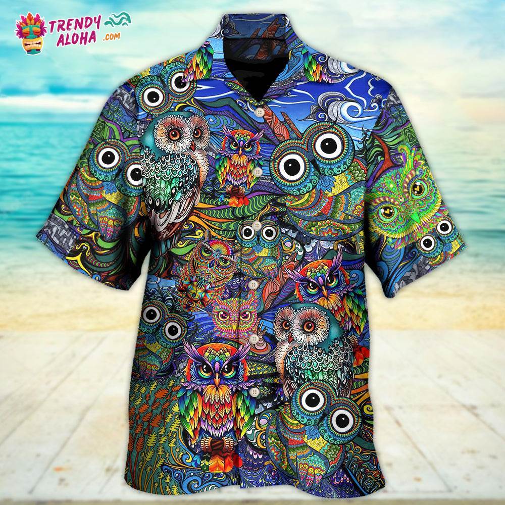 Hippie Owls Peace Life Mix Color Nice Style Hawaiian Shirt – Trendy Aloha