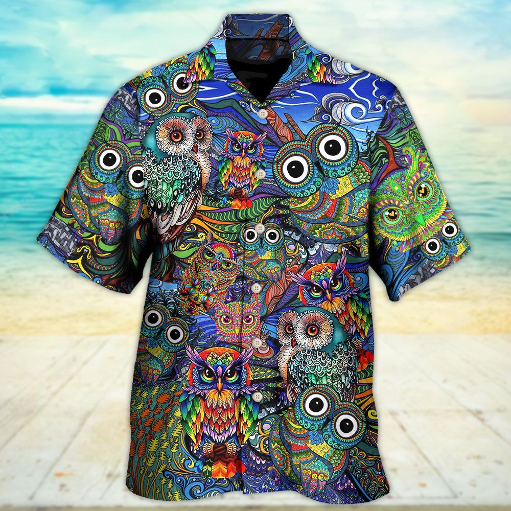 Hippie Owls Peace Life Mix Color Nice Style Hawaiian Shirt