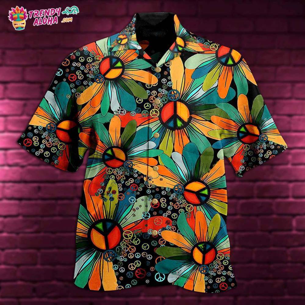 Hippie Peace Floral Style Hawaiian Shirt – Trendy Aloha