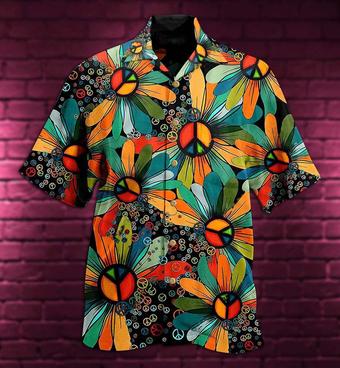 Hippie Peace Floral Style Hawaiian Shirt