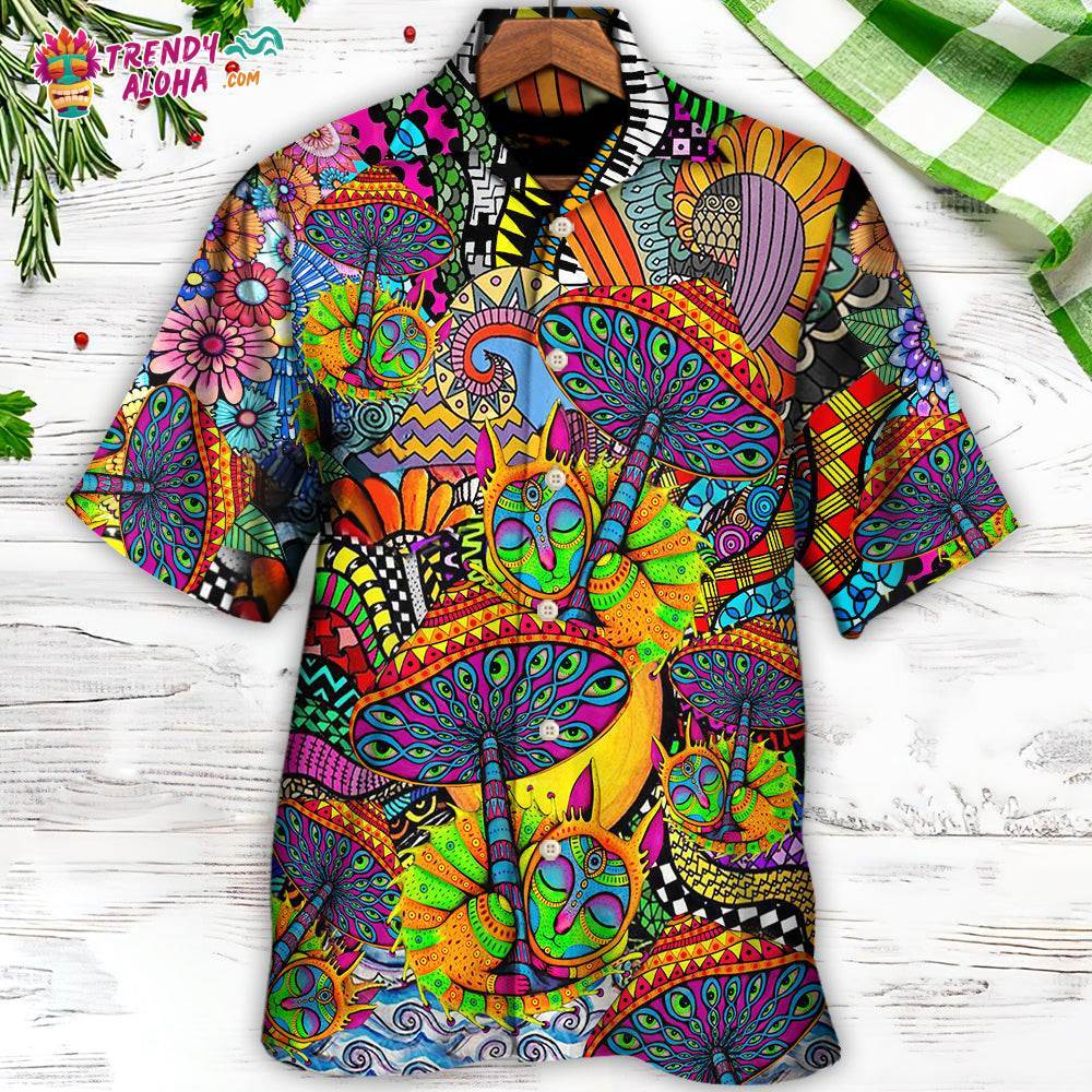 Hippie Peace Life Color Floral Style Hawaiian Shirt – Trendy Aloha