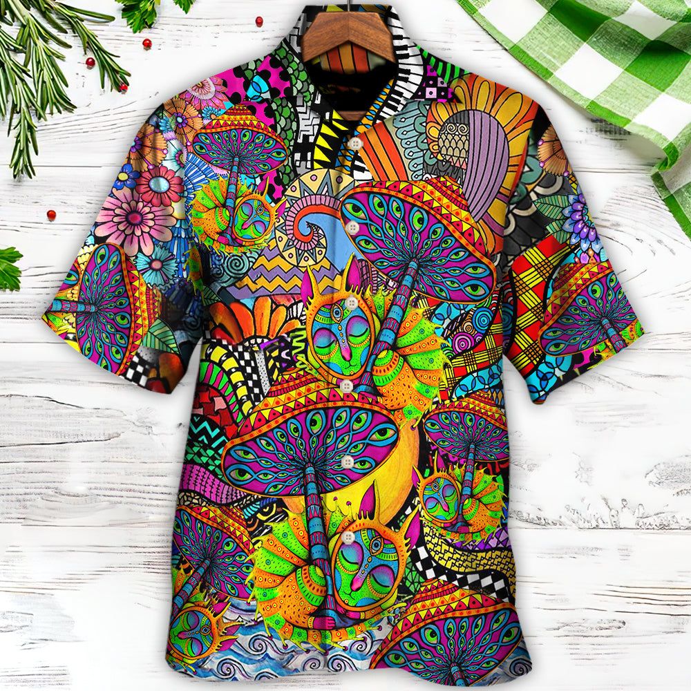 Hippie Peace Life Color Floral Style Hawaiian Shirt