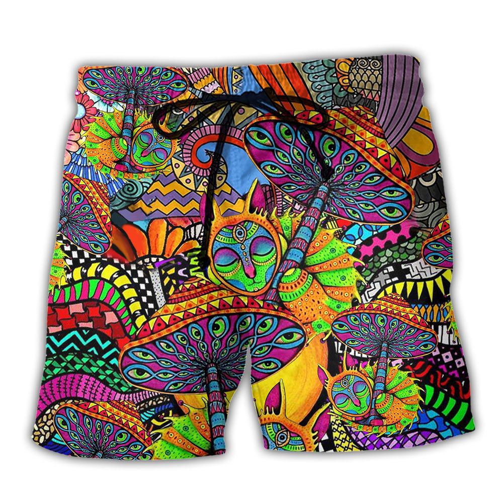 Hippie Peace Life Color Floral Trendy Aloha Hawaiian Beach Shorts Hippie Peace Life Color Floral Trendy Aloha Hawaiian Beach Shorts