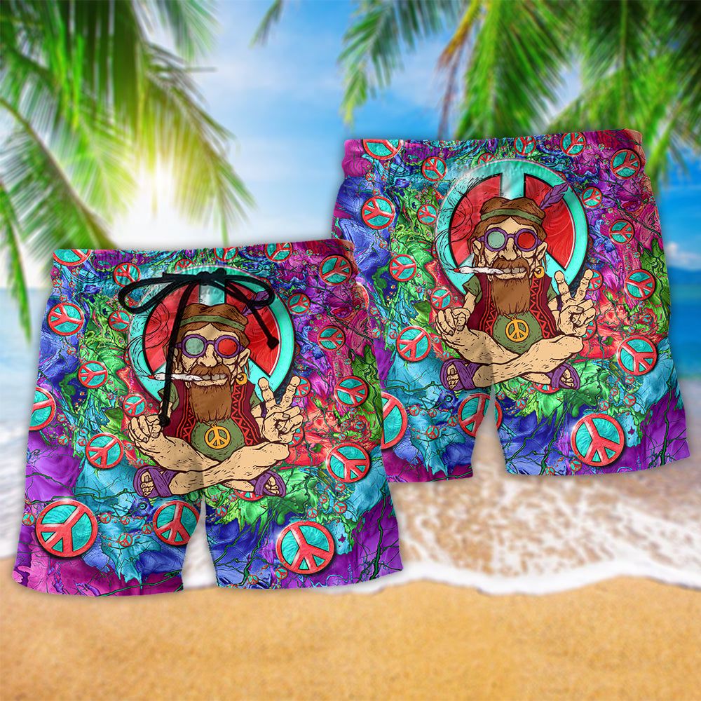 Hippie Peace Life Color So Hight Tonight Trendy Aloha Hawaiian Beach Shorts
