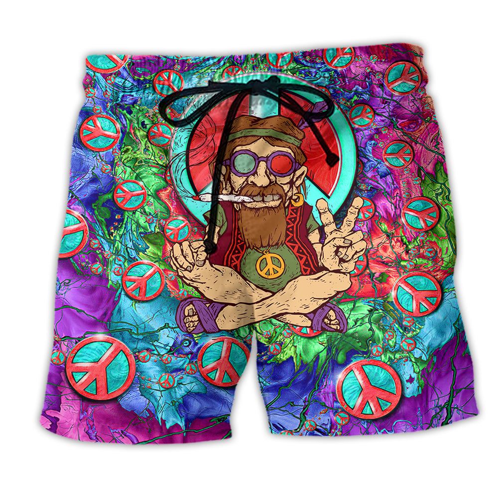 Hippie Peace Life Color So Hight Tonight Trendy Aloha Hawaiian Beach Shorts Hippie Peace Life Color So Hight Tonight Trendy Aloha Hawaiian Beach Shorts
