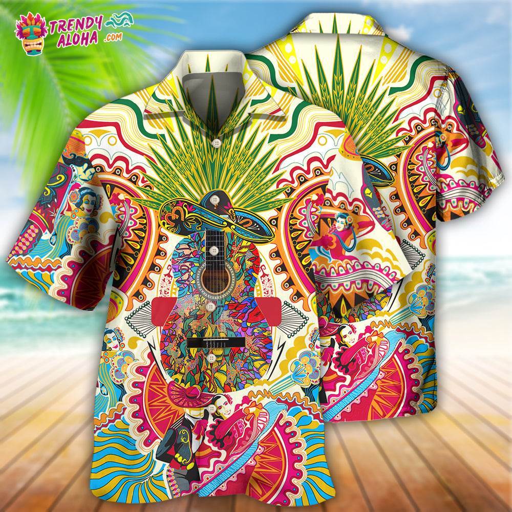 Hippie Peace Life Love Guitar Hawaiian Shirt – Trendy Aloha