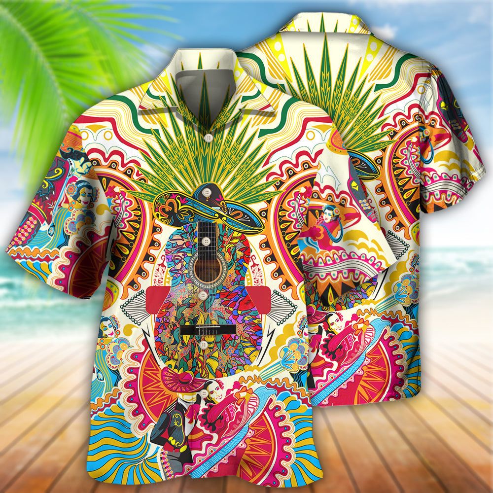 Hippie Peace Life Love Guitar Hawaiian Shirt
