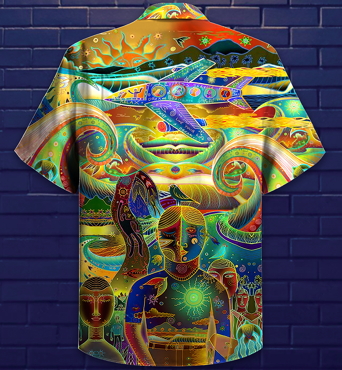 Hippie Peace Life Neon Color Amazing Hawaiian Shirt
