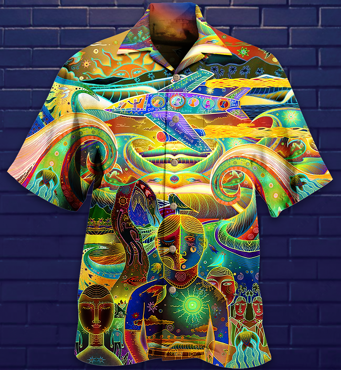 Hippie Peace Life Neon Color Amazing Hawaiian Shirt