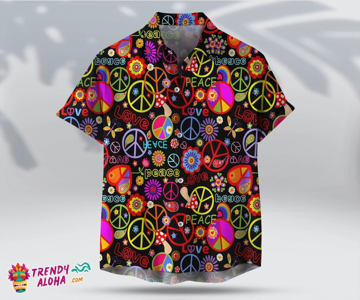 Hippie Peace Love Sunflower Unisex Hawaiian Art Summer Top