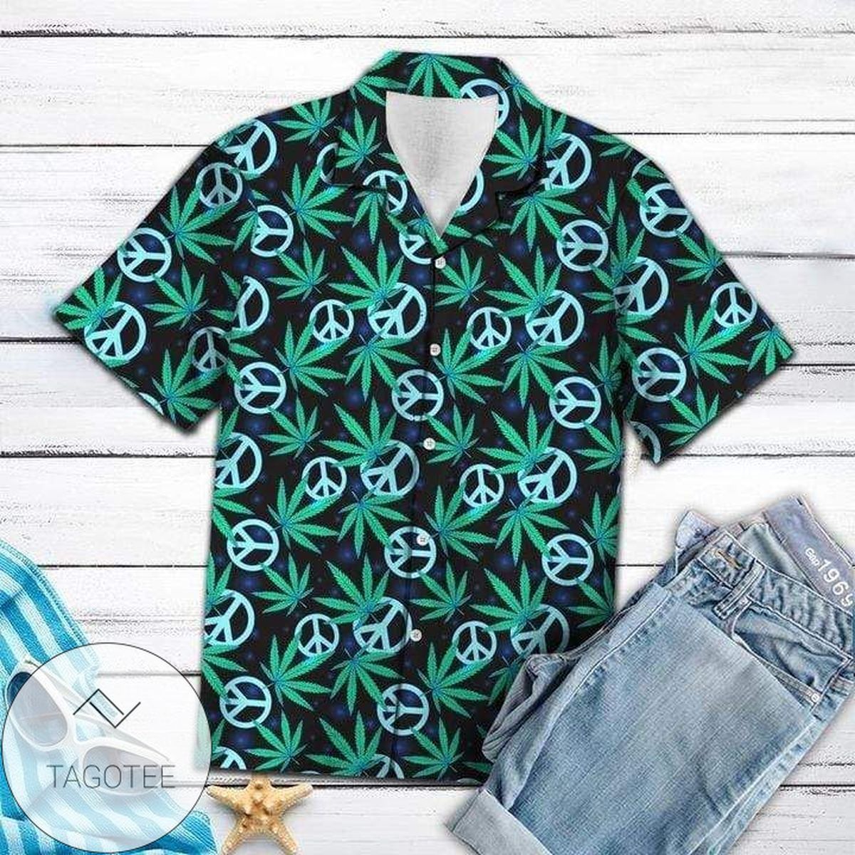 Hippie Peace Love Weeds Hawaiian Shirt Unique Tropical Design Elegance