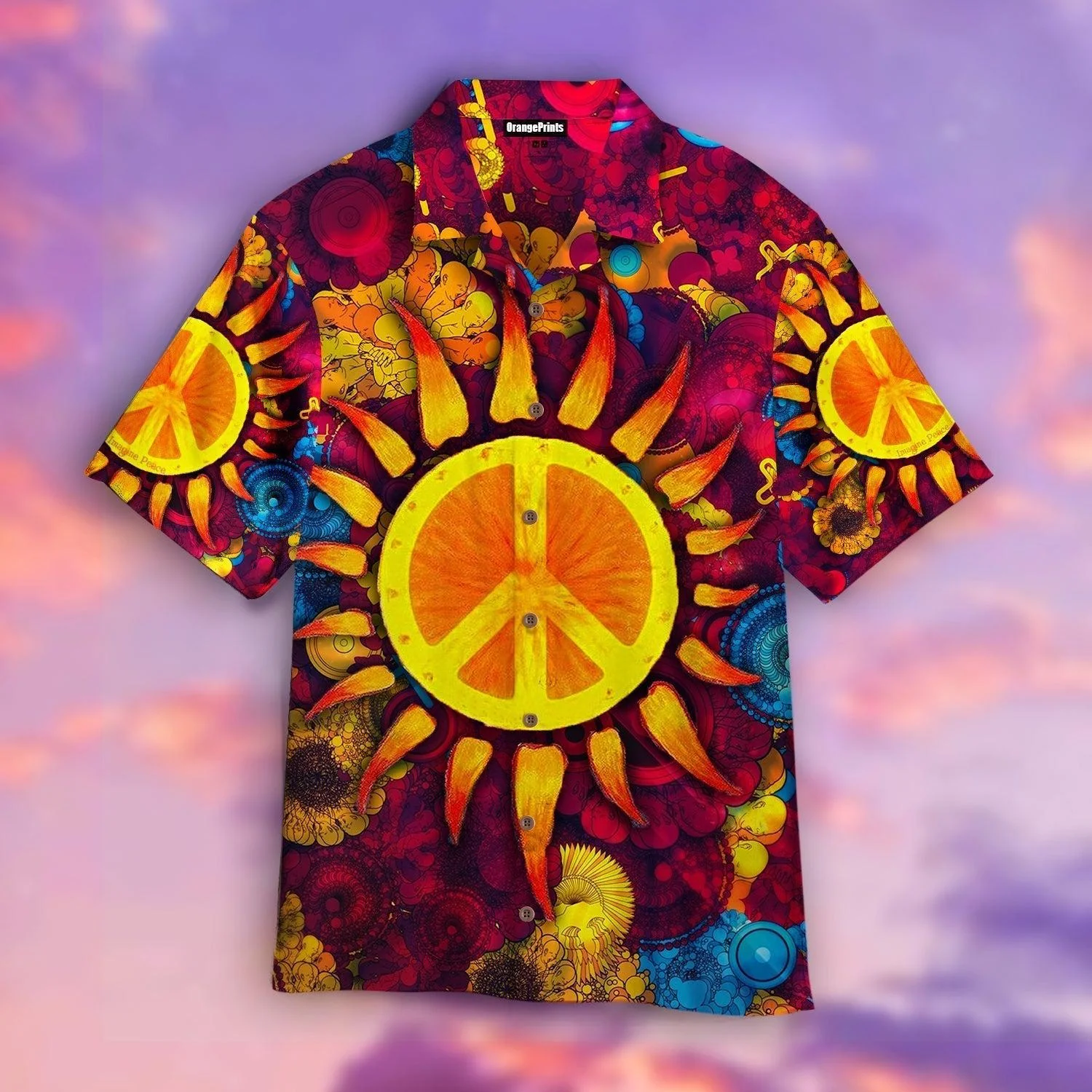 Hippie Peace Sign With Sunflower Hawaiian Shirt For
