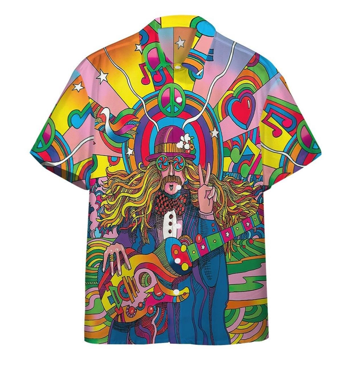 Hippie Psychedelic Art Hawaiian Shirt Unique Design