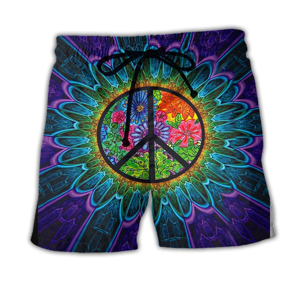 Hippie Sign Style Lover Hippie Purple Trendy Aloha Hawaiian Beach Shorts Hippie Sign Style Lover Hippie Purple Trendy Aloha Hawaiian Beach Shorts