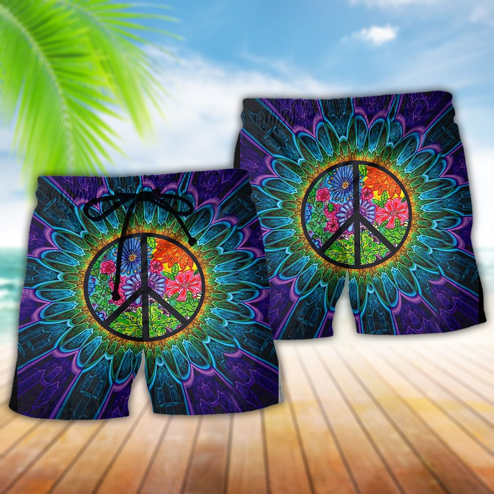 Hippie Sign Style Lover Hippie Purple Trendy Aloha Hawaiian Beach Shorts