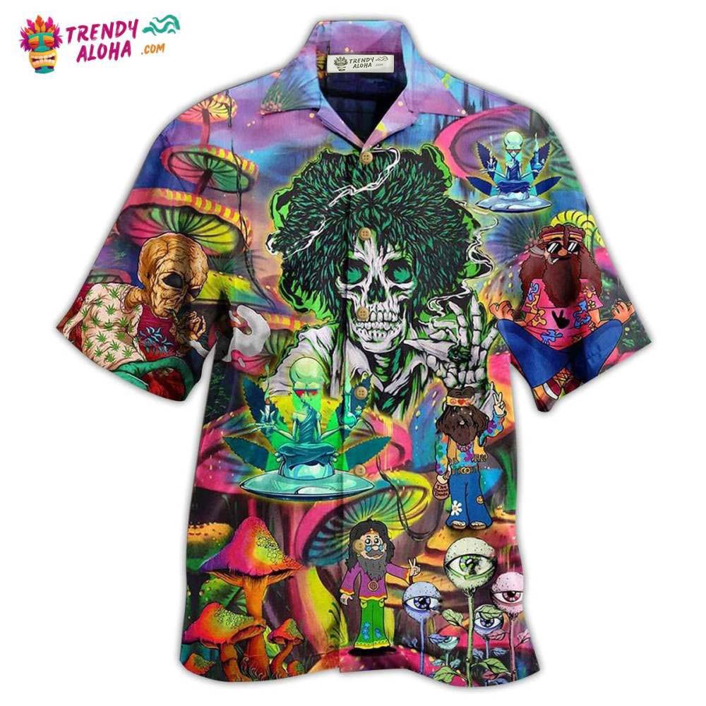 Hippie Skull Alien Mix Color Hawaiian Shirt – Trendy Aloha