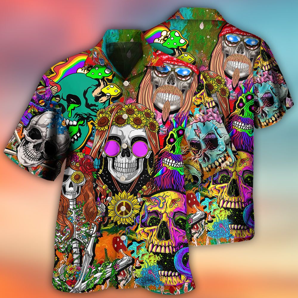 Hippie Skull Colorful Cool Style Hawaiian Shirt