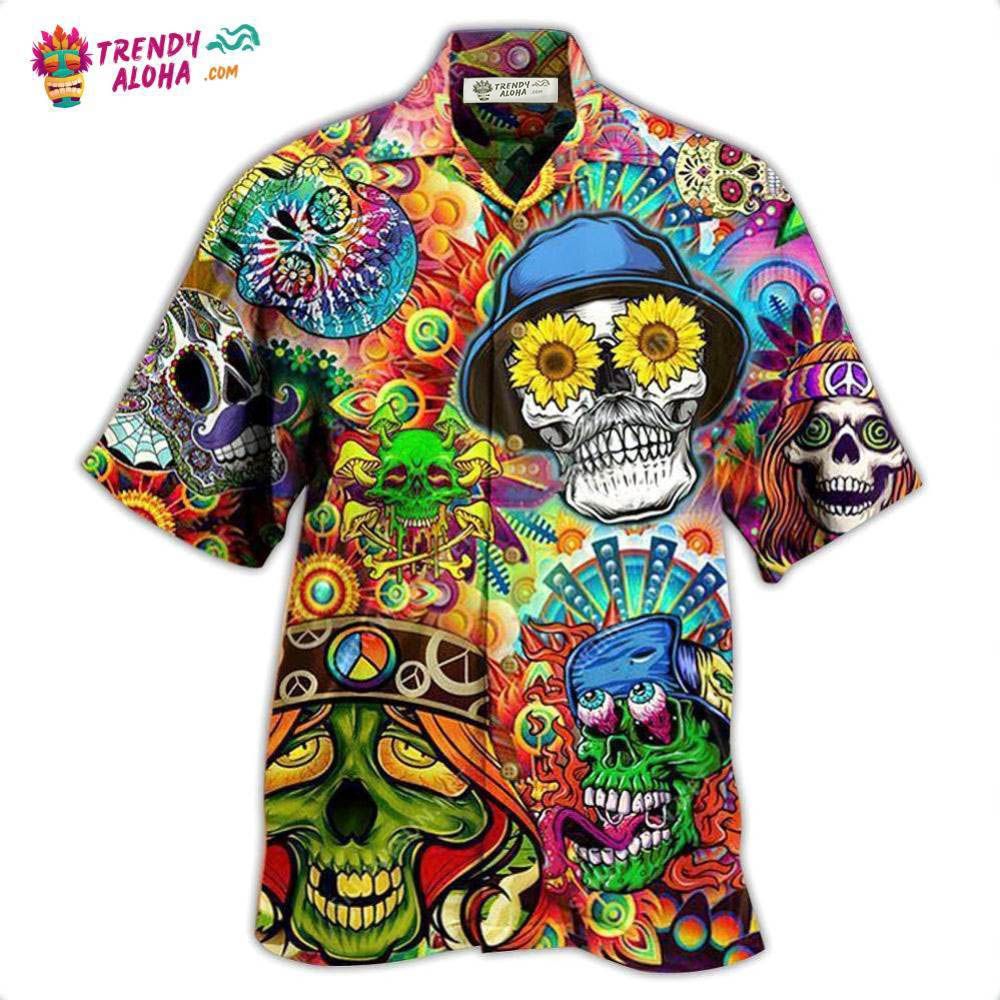 Hippie Skull Life Style Floral Hawaiian Shirt – Trendy Aloha