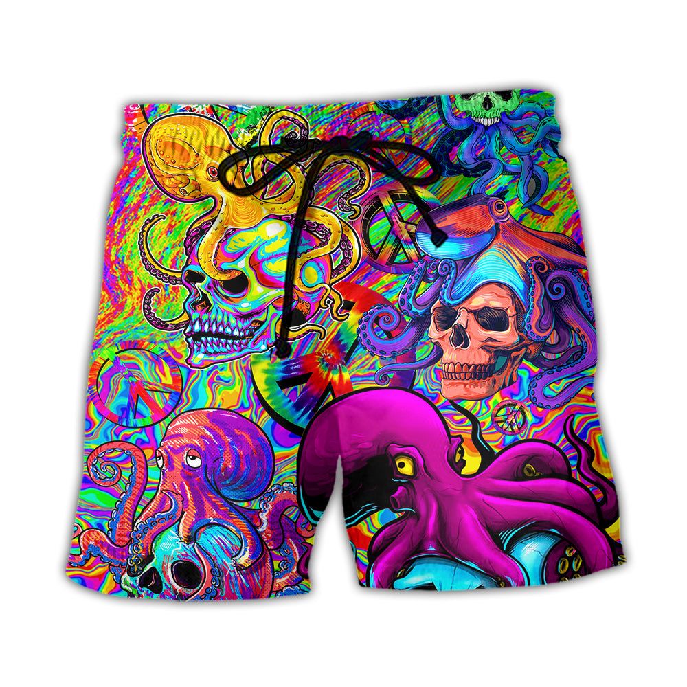 Hippie Skull Octopus Colorful Tie Dye Trendy Aloha Hawaiian Beach Shorts Hippie Skull Octopus Colorful Tie Dye Trendy Aloha Hawaiian Beach Shorts