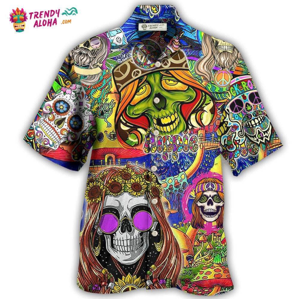 Hippie Skull Rock And Roll Hawaiian Shirt – Trendy Aloha Hippie Skull Rock And Roll Hawaiian Shirt – Trendy Aloha