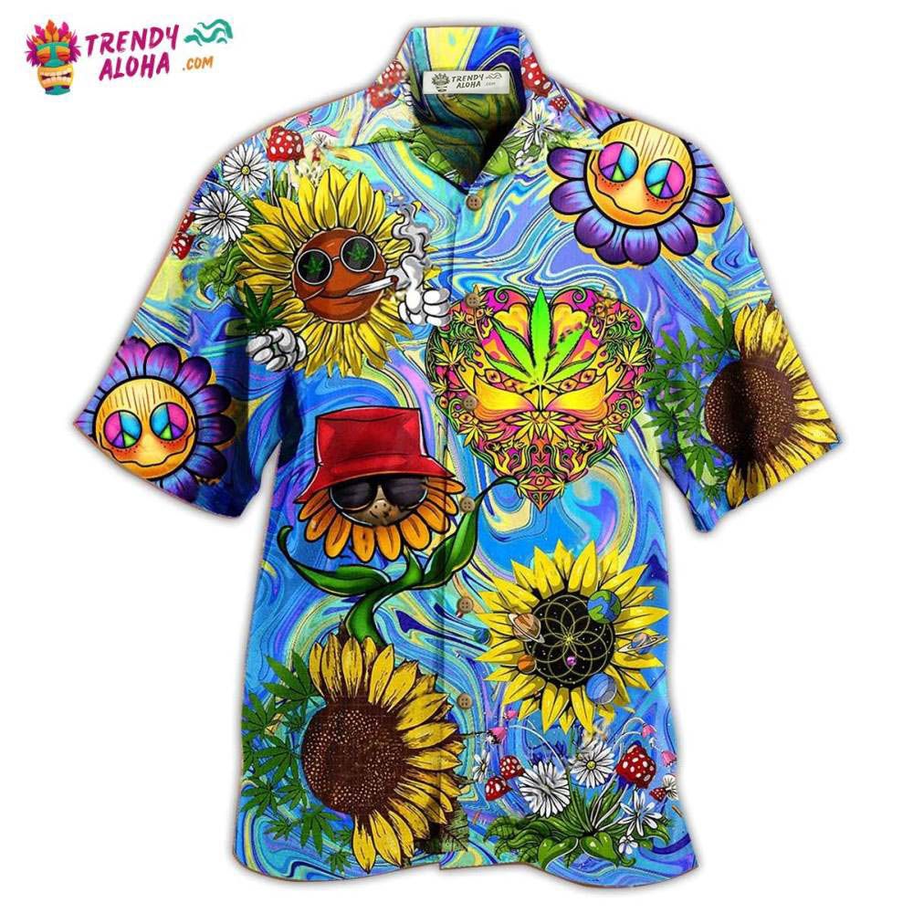 Hippie Sunflowers Stay Trippy Little Hippie Hawaiian Shirt – Trendy Aloha