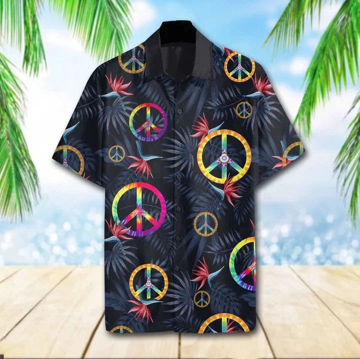 Hippie Tropical Sign Of Peace Hawaiian Shirt