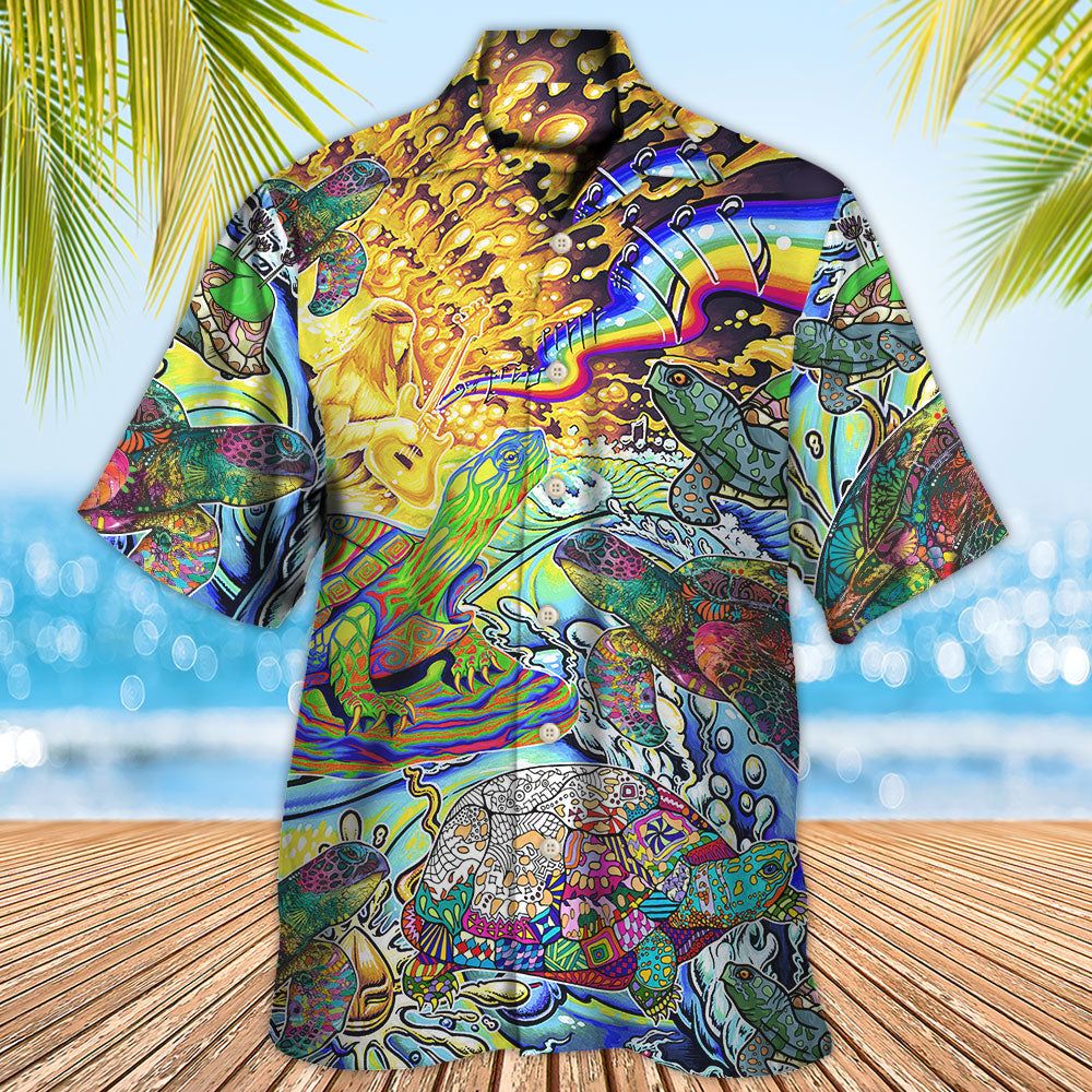 Hippie Turtle Colorful Art Peace Hawaiian Shirt