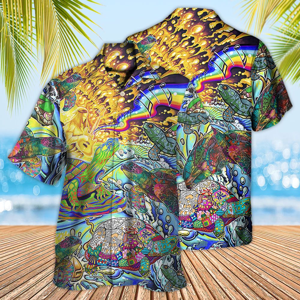 Hippie Turtle Colorful Art Peace Hawaiian Shirt