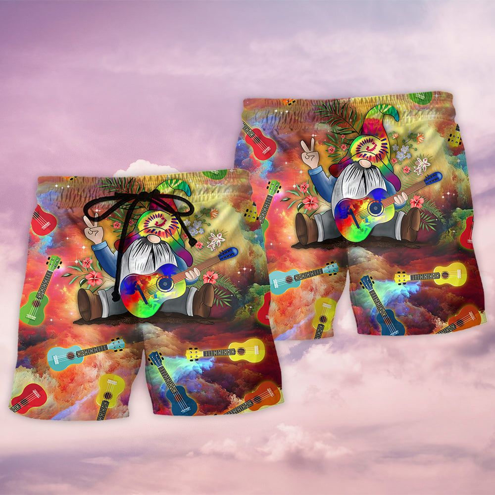 Hippie Ukulele Hippie Let It Be Trendy Aloha Hawaiian Beach Shorts