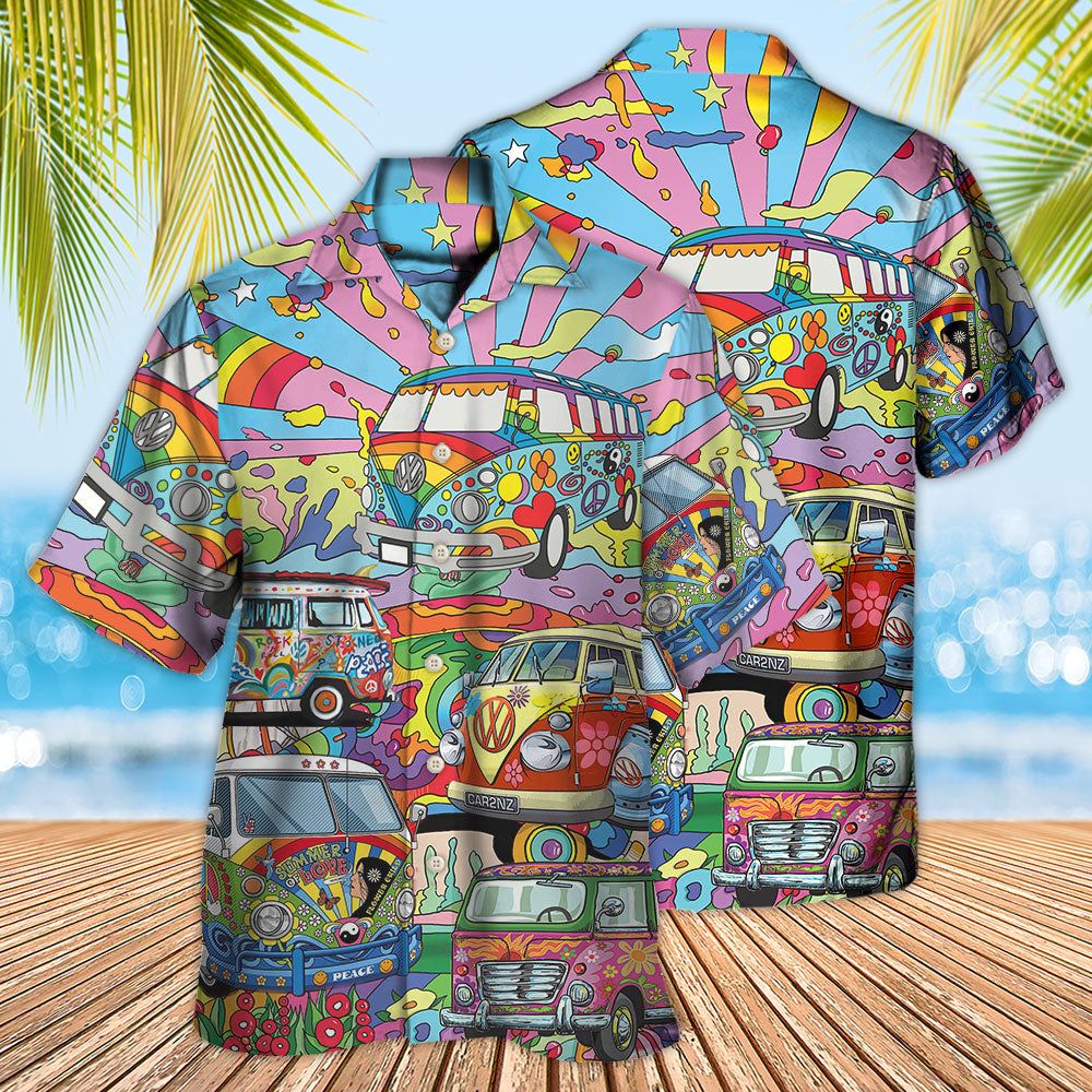 Hippie Van Colorful Art Peace Hawaiian Shirt