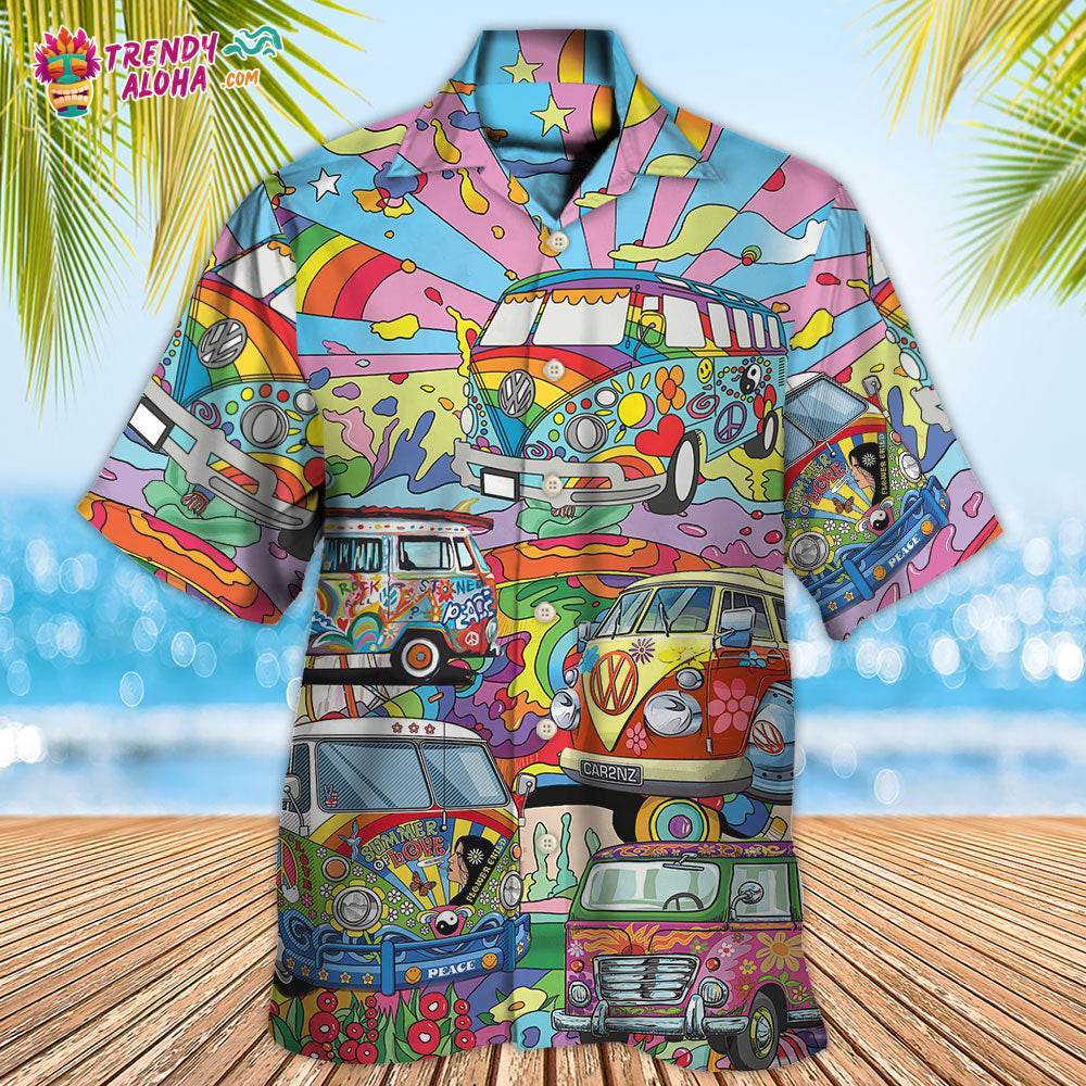 Hippie Van Colorful Art Peace Hawaiian Shirt – Trendy Aloha
