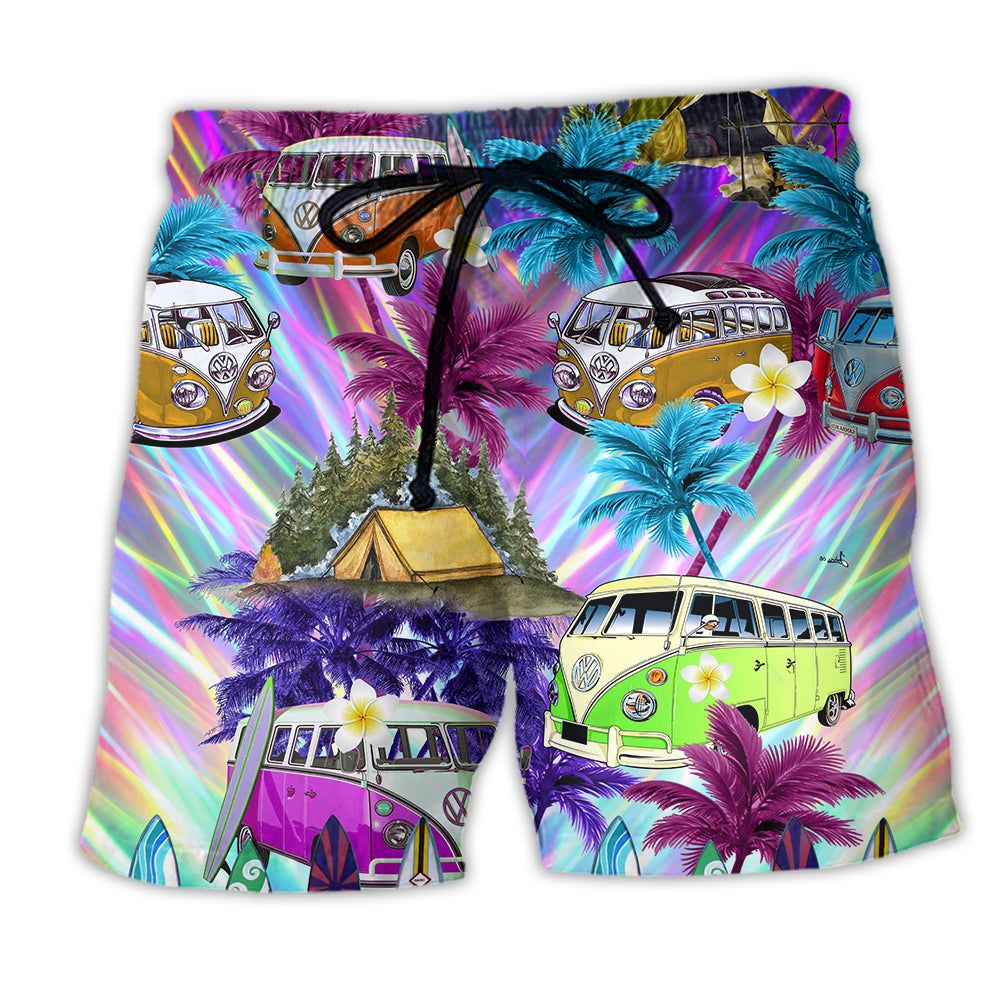 Hippie Van Go Every Where Tropical Coconut Trendy Aloha Hawaiian Beach Shorts Hippie Van Go Every Where Tropical Coconut Trendy Aloha Hawaiian Beach Shorts